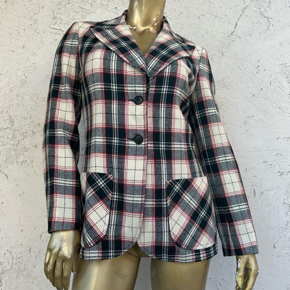 Vintage Villager Christmas plaid blazer size 10